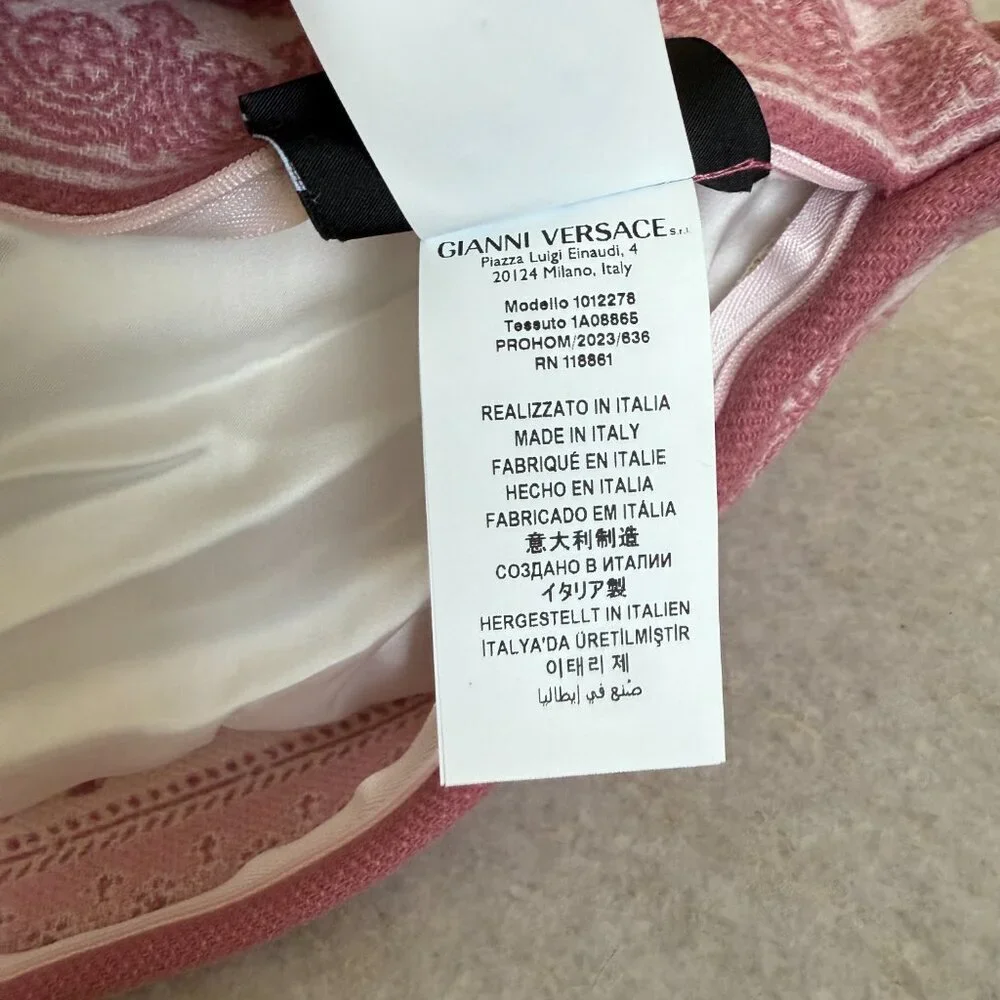 Versace Medusa Wool/Cashmere Pink Pillow Cushion, large,‎ New Made in Italy